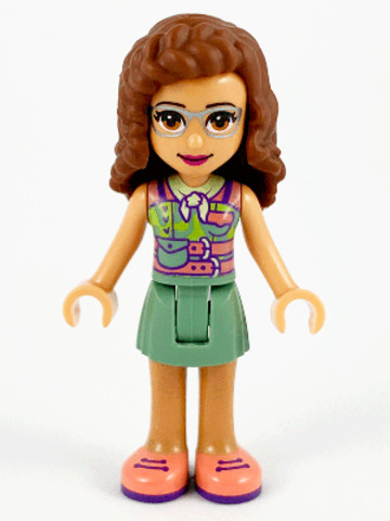 LEGO® Minifigurák frnd378 - Friends Olivia (Nougat) - Sand Green Skirt, Sand Green Top, Coral Shoes