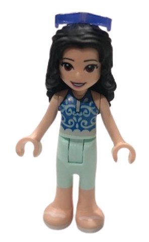 LEGO® Minifigurák frnd382 - Friends Emma - Light Aqua Trousers, Blue Top, White Sandals, Sunglasses