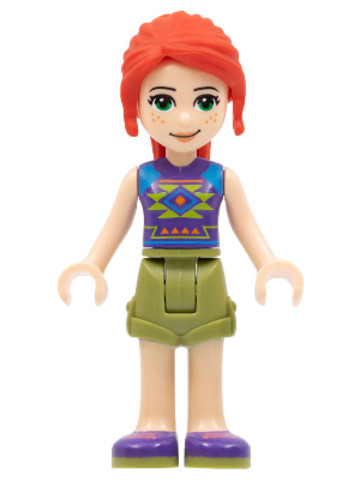 LEGO® Minifigurák frnd421 - Friends Mia - Olive Green Shorts, Dark Purple Shoes and Top with Diamonds and Triangles
