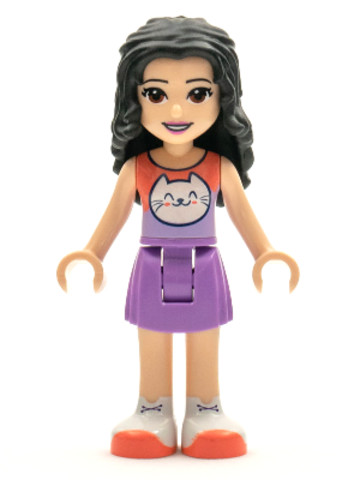 LEGO® Minifigurák frnd427 - Friends Emma - Medium Lavender Skirt, Coral and Lavender Top with Cat Head