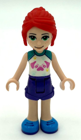 LEGO® Minifigurák frnd431 - Friends Mia, Dark Purple Shorts, White Top with Pug Head