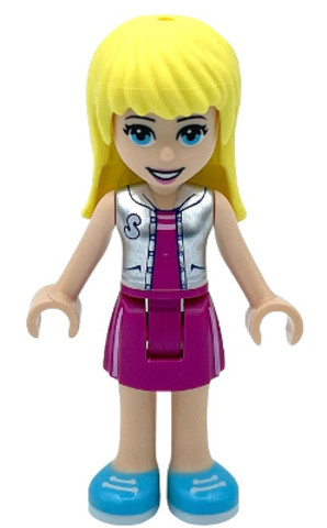 LEGO® Minifigurák frnd433 - Friends Stephanie - Magenta Skirt and Top with Silver Vest