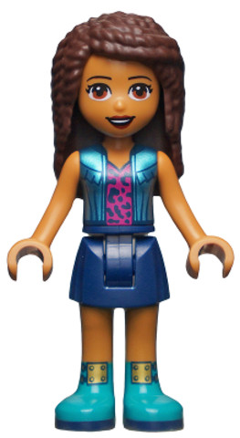 LEGO® Minifigurák frnd456 - Friends Andrea - Dark Blue Skirt, Metallic Light Blue Jacket over Magenta Top