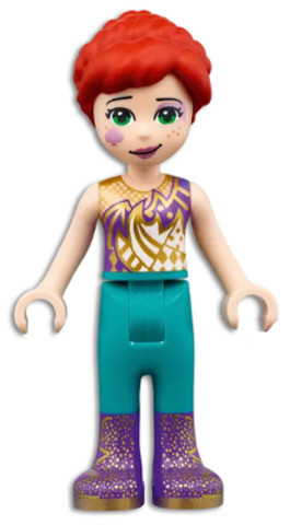 LEGO® Minifigurák frnd462 - Friends Mia - Dark Purple and Gold Top, Dark Turquoise Pants, Dark Purple Boots with Gold Pattern