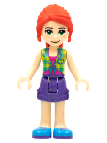 LEGO® Minifigurák frnd464 - Friends Mia - Lime Plaid Shirt, Dark Purple Shorts