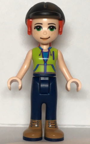 LEGO® Minifigurák frnd469 - Friends Mia - Dark Blue Trousers, Lime Jacket Top, Black Riding Helmet