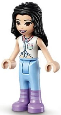 LEGO® Minifigurák frnd479 - Friends Emma - Blue Riding Pants, White Collared Shirt, Black Hair