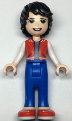 LEGO® Minifigurák frnd500 - Friends Jackson, Red Shoes, Blue Trousers, Red Vest, Sand Blue Undershirt, White Sleeves