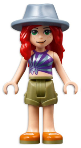 LEGO® Minifigurák frnd504 - Friends Mia, Olive Green Shorts, Striped Top, Sand Blue Hat