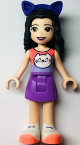 LEGO® Minifigurák frnd514 - Emma - lila szoknyában, cica fülekkel (Friends)