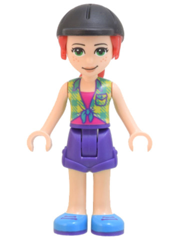LEGO® Minifigurák frnd522 - Friends Mia, Lime Plaid Shirt, Dark Purple Shorts, Black Riding Helmet