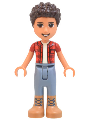 LEGO® Minifigurák frnd524 - Friends River, Red Checkered Shirt with White Undershirt, Sand Blue Trousers