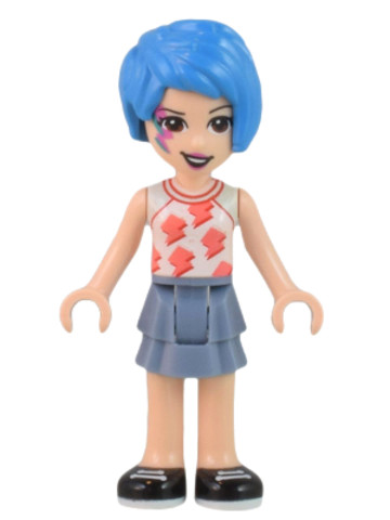 LEGO® Minifigurák frnd529 - Friends Evelyn, White Sleeveless Shirt, Sand Blue Skirt, Face Paint