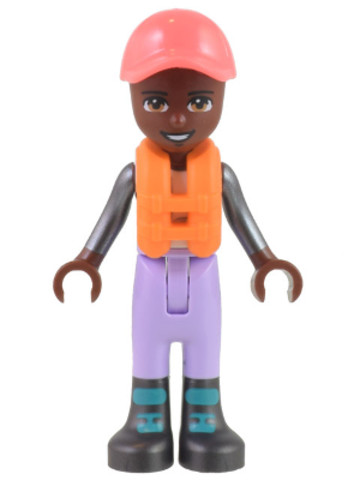 LEGO® Minifigurák frnd546 - Friends Elijah, Lavender Sailing Outfit, Coral Cap, Orange Life Jacket