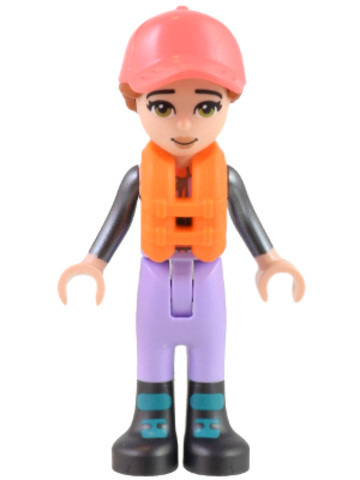 LEGO® Minifigurák frnd547 - Friends Capt. Maxine - Lavender Sailing Outfit, Coral Cap, Orange Life Jacket