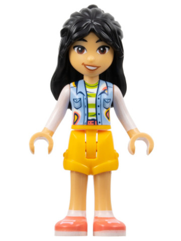 LEGO® Minifigurák frnd583 - Friends Liann - Bright Light Blue Vest with Pockets, Bright Light Orange Shorts, Coral Shoes