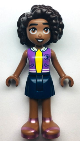 LEGO® Minifigurák frnd586 - Friends Aliya - Medium Lavender Vest, Dark Blue Skirt, Metallic Pink Sandals