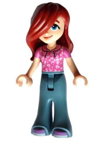 LEGO® Minifigurák frnd589 - Friends Paisley - Dark Pink Hoodie, Sand Blue Trousers Bell-Bottoms, Medium Lavender Shoes