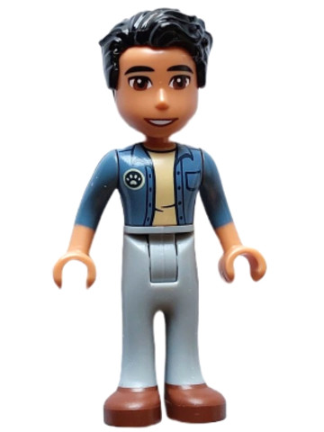 LEGO® Minifigurák frnd595 - Friends Dr. Marlon - Sand Blue Unbuttoned Shirt, Light Bluish Gray Trousers, Reddish Brown Shoes
