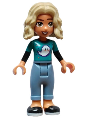 LEGO® Minifigurák frnd596 - Friends Nova - Dark Turquoise Shirt, Sand Blue Trousers with Cuffs, Black Shoes