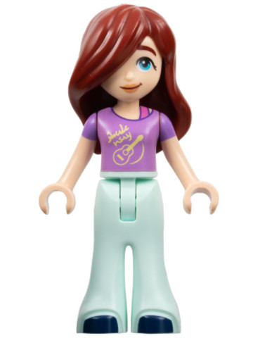 LEGO® Minifigurák frnd617 - Friends Paisley - Medium Lavender Shirt with Guitar, Light Aqua Trousers Bell-Bottoms, Dark Blue Sho
