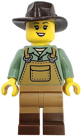 Mine Cart Driver - Female, Medium Nougat Overalls over Sand Green Shirt, Reddish Brown Boots, Dark B
