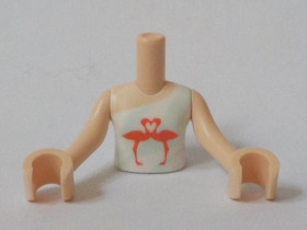 Minifigura Felső Test - Flamingó Mintás Világos Színű Ruhával