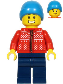 Férfi minifigura piros téli kabátban