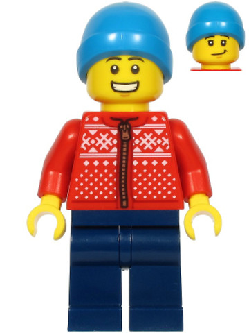 LEGO® Minifigurák hol217 - Férfi minifigura piros téli kabátban