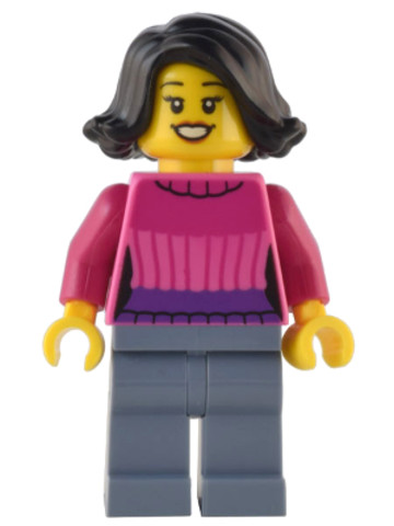 LEGO® Minifigurák hol287 - Holiday Shopper - Dark Pink Sweater