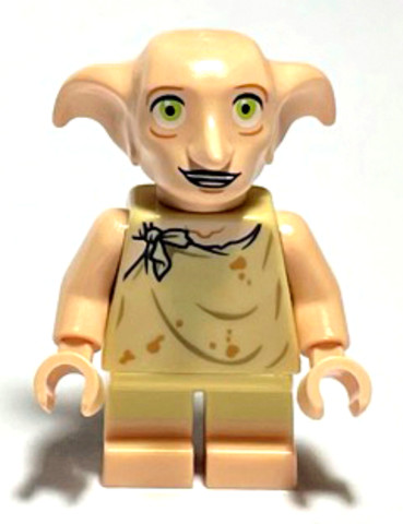 LEGO® Minifigurák hp224 - Dobby, a Házimanó - Világos nugát, Nyitott mosolygó száj