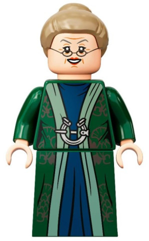 LEGO® Minifigurák hp293 - Minerva McGalagony Professzor - Sötétzöld köntös, Barna haj