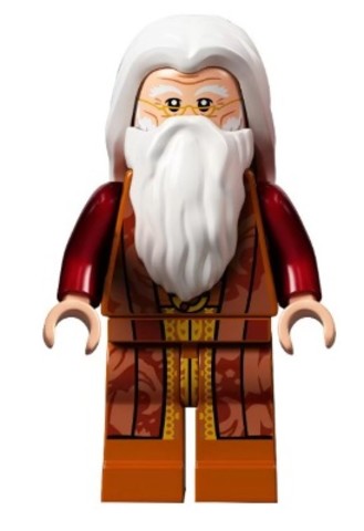 LEGO® Minifigurák hp313 - Albus Dumbledore, White Hair and Beard, Dark Orange Torso and Legs