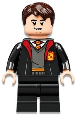 LEGO® Minifigurák hp330 - Neville Longbottom - Nyitott Griffendél köpeny, Fekete nadrág