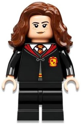 LEGO® Minifigurák hp331 - Hermione Granger - Griffendél köpeny, Pulóver, Ing és Nyakkendő, Fekete nadrág