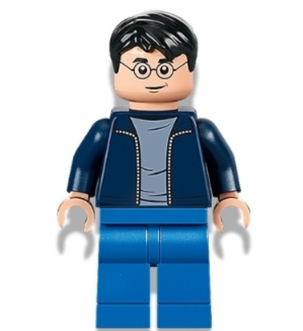 LEGO® Minifigurák hp338 - Harry Potter - Nyitott sötétkék pulóver, Kék nadrág