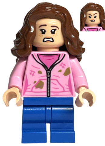 LEGO® Minifigurák hp365 - Hermione Granger - Bright Pink Jacket with Stains, Angry / Scared Head