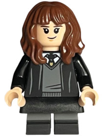Hermione Granger - Hogwarts Robe, Black Tie, Skirt, and Short Legs with Dark Bluish Gray Stripes