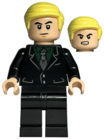 Draco Malfoy - Black Suit, Slytherin Tie, Neutral / Angry