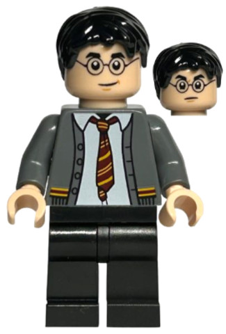 LEGO® Minifigurák hp396 - Harry Potter - Dark Bluish Gray Gryffindor Cardigan Sweater Open over Shirt without Wrinkles, Black 