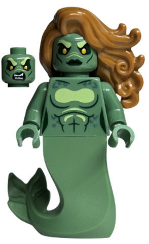 LEGO® Minifigurák hp417 - Merperson - Sand Green Body, Medium Nougat Wavy Hair