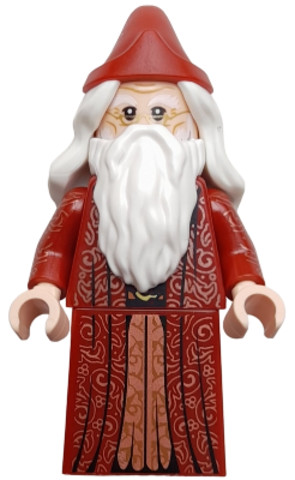 LEGO® Minifigurák hp488 - Albus Dumbledore - Sötétbordó köpeny, Fehér haj, Nyomtatott kezek