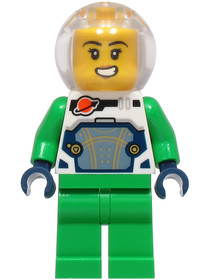Astronaut - Female, White Spacesuit with Bright Green Arms, Bright Green Legs, Trans-Clear Fishbowl 