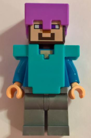 LEGO® Minifigurák min060 - Steve - azúrkék páncélban, lila sisakkal