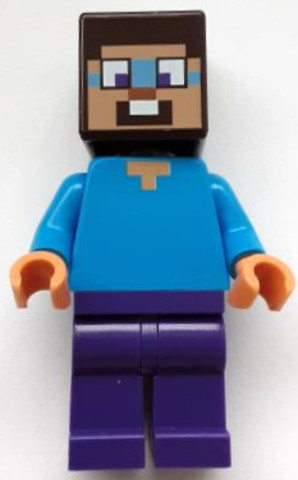 LEGO® Minifigurák min160 - Steve - sötétlila lábakkal, ijedt arccal