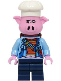 Pigsy - világoskék nyitott kabátban, hátizsákkal