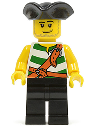 LEGO® Minifigurák pi106 - Kalóz - Fehér-Zöld Csíkos Trikóban