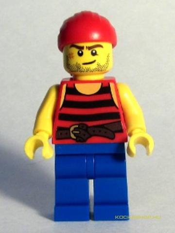 LEGO® Minifigurák pi161 - Sebhelyes Kalóz Piros-Fekete Ujjatlanban
