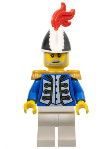 LEGO® Minifigurák pi191 - Birodalmi katona IV – kormányzó, férfi, fekete-fehér kétszarvú, vörös toll, arany epaulettek