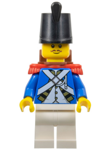 LEGO® Minifigurák pi193 - Birodalmi katona IV - Férfi, Fekete Shako Kalap, Piros Epaulettes, Vörösesbarna bajusz, Hátizsák